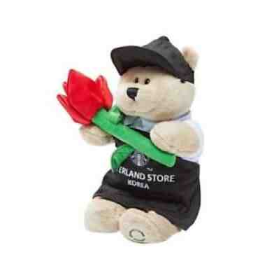 Starbucks KOREA Everland Bearista Bear Black Apron Red Tulip Flower Ltd -No card - Sold on eBay Jan 10, 2022 for $75.99