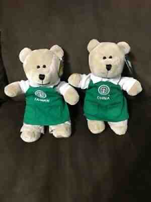 Starbucks Bearista Bear Set Of 2 TAIWAN CHINA (Green Apron) Brand NEW with Tags - Sold on eBay Dec 27, 2021 for $75.55