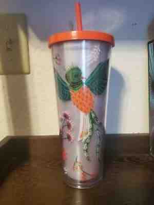 Starbucks Quetzal Tumbler - Bird Flowers Venti 24 oz Cold - With Straw. - Sold on eBay Dec 11, 2021 for $75.00