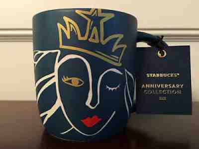 Starbucks 2016 Anniversary Collection Etched Siren Crown Blue Coffee Mug 14 oz - Sold on eBay Dec 25, 2021 for $75.00