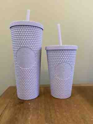 Starbucks Studded Matte Lilac Purple Holiday 2021 Cups Venti and Grande Bundle - Sold on eBay Dec 30, 2021 for $75.00