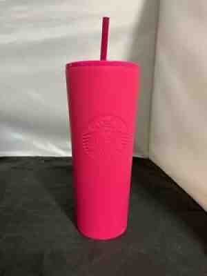 STARBUCKS 24 Oz. STAINLESS STEEL Tumbler BARBIE HOT PINK MATTE EMBOSSED SIREN - Sold on eBay Jan 28, 2022 for $169.99