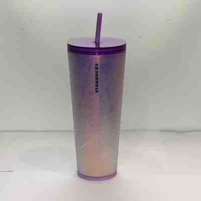Starbucks 2021 Spiderweb Purple & Frosted White Tumbler 24oz - Chipped Lid - Sold on eBay Jan 31, 2022 for $169.99