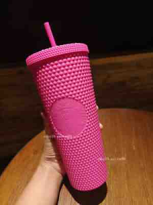 Starbucks China 2021 Tumbler Pink Matte Diamond Studded 24oz Straw Cold Cup - Sold on eBay Feb 01, 2022 for $79.00