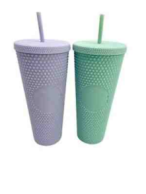 Starbucks Lilac and Mint Studded 24oz. Matte Holiday 2021 Tumbler PAIR! - Sold on eBay Jan 29, 2022 for $77.99