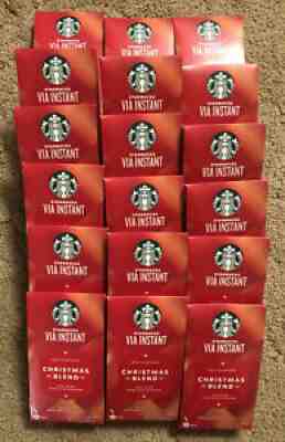 18 Starbucks Via Instant Coffee Christmas Blend 2021 Expires 6/2022 12 Packets