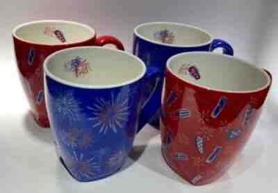 Starbucks Barista Rare Set of 4 Mugs 2002 Red/White/Blue Fireworks - Sold on eBay Jan 28, 2022 for $100.00