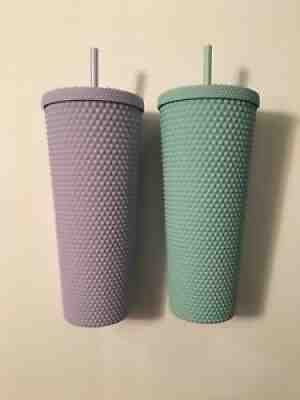 Starbucks Holiday 2021 Matte Mint Green & Lilac Purple Studded VENTI Tumbler Set - Sold on eBay Jan 31, 2022 for $80.00