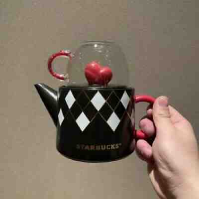 New 2022 China Starbucks Valentine's Day Checkerboard 21/5oz Teapot Cup Group - Sold on eBay Feb 02, 2022 for $75.99