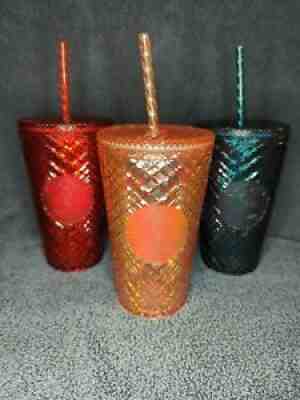 Starbucks 2021 Christmas Winter Holiday Jeweled Tumbler Cold Cup Set of 3 - Sold on eBay Dec 16, 2021 for $74.99