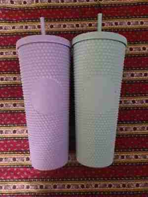 Starbucks Holiday 2021 Matte Mint Green & Lilac Purple Studded VENTI Tumbler Set - Sold on eBay Dec 31, 2021 for $74.99