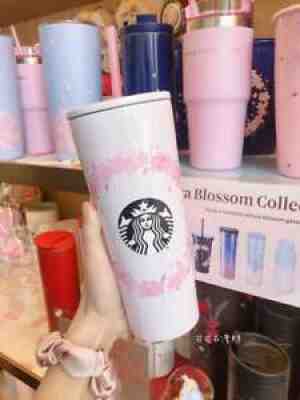 New 2021 China Hongkong Starbucks Pink Sakura 16oz Stainless Steel Cup Tumbler - Sold on eBay Jan 06, 2022 for $73.14