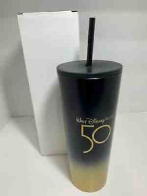 DISNEY WORLD 50TH ANNIVERSARY STARBUCKS BLACK AND GOLD STAINLESS STEEL TUMBLER - Sold on eBay Jan 08, 2022 for $71.99