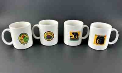 Set of 4 Vintage Starbucks Old Logo Coffee Mugs Java Guatemala Kenya New Guinea