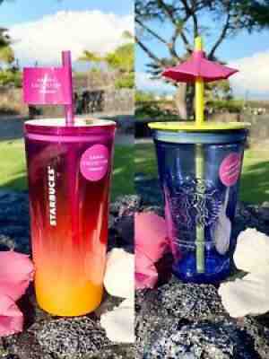 BUNDLE! HAWAII EXCLUSIVE! STARBUCKS Summer 2021 Tumbler Sunset Glass Umbrella - Sold on eBay Dec 16, 2021 for $70.00