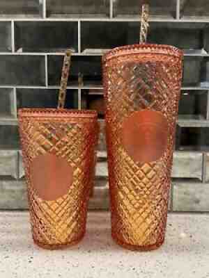 Set of 2 Starbucks 2021 Holiday 16oz 24oz Rose Gold Tumbler Jeweled Grande Venti - Sold on eBay Nov 22, 2021 for $69.99