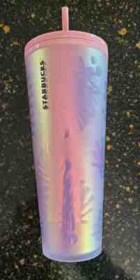 Starbucks Ltd Edt. Holographic Iridescent Palm Leaf Pine Cone PINK Tumbler 24oz - Sold on eBay Feb 06, 2022 for $235.00