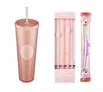 Starbucks Korea 2021 Cherry Blossom Bling Blossom Stud Cold Cup / Straw Set - Sold on eBay Nov 23, 2021 for $139.99