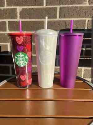 Starbucks New 2022 Ivory White Marbled Dome, Red Heart Foil, Purple Soft Touch - Sold on eBay Feb 03, 2022 for $123.50