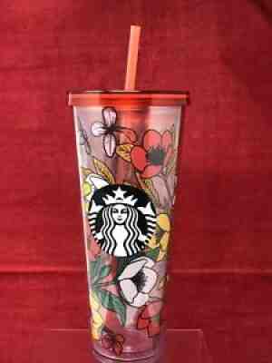 STARBUCKS 24oz POPPY FLOWERS Acrylic Cold Drink Cup Tumbler Red Yellow - Sold on eBay Feb 11, 2022 for $116.96