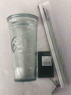 Starbucks Venti Recycled Glass Tumbler 20oz with straw set and brush Rare - Sold on eBay Feb 16, 2022 for $98.00