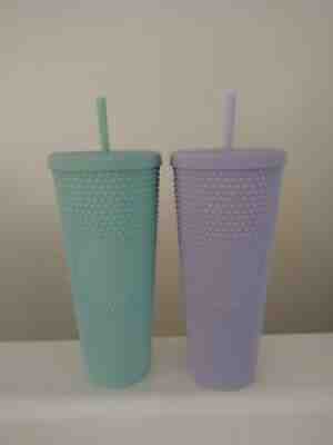 *NEW* Starbucks Holiday 2021 Lilac and Mint Studded 24oz. Matte Tumbler PAIR! - Sold on eBay Feb 04, 2022 for $89.99