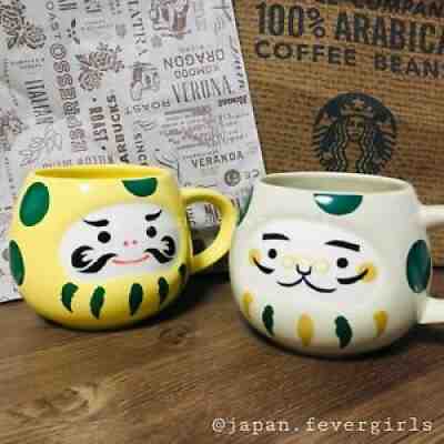 NEW! Starbucks Japan Daruma Yellow White Dots Mug Set 2022 8oz - Sold on eBay Feb 17, 2022 for $88.80