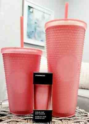 New Starbucks PINK lemonade tumbler bundle 24 oz 16 oz and keychain - Sold on eBay Feb 03, 2022 for $80.00