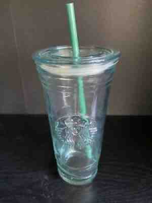 Starbucks RARE 20oz Venti Recycled Glass Tumbler Made in Spain with Lid & Straw - Sold on eBay Feb 05, 2022 for $80.00
