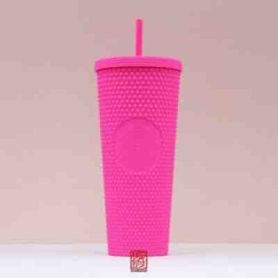 Starbucks China Barbie pink matte studded 24oz tumbler straw cup 710ml - Sold on eBay Feb 05, 2022 for $76.99