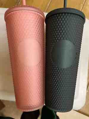 Starbucks 2022 Valentines Soft Touch Pink Lemonade + Green Studded 24oz Tumbler - Sold on eBay Feb 09, 2022 for $76.99
