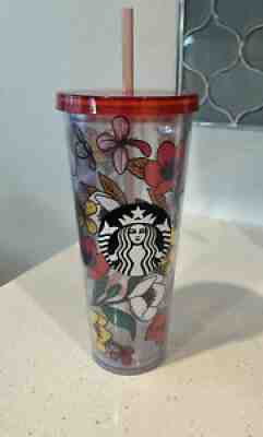 STARBUCKS Acrylic VENTI Cold Cup Tumbler POPPY FLOWERS Red Yellow Orange 24 Oz. - Sold on eBay Feb 11, 2022 for $76.82