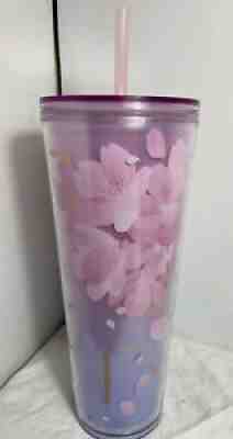 NWT STARBUCKS TUMBLER 24 oz cup 2021 Spring Sakura Gold Pink Cherry Full Blossom - Sold on eBay Feb 09, 2022 for $74.99