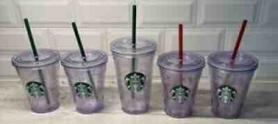 Starbucks Clear Double Wall Acrylic Cold Cup Tumbler Lot of 5 w/Straws Lids NEW - Sold on eBay Feb 17, 2022 for $74.98