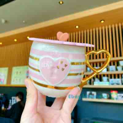 Starbucks Love Heart Lock Ceramic Mug Cup 12oz Pink Silicone Lid Gold Handle New - Sold on eBay Jan 13, 2022 for $71.99