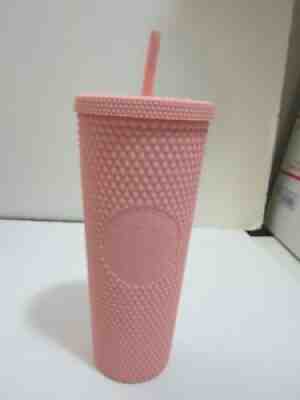 Starbuck Soft Pink Matte Studded Tumbler 24 Ounce Cup with straw Rare HTF - Sold on eBay Jan 03, 2022 for $70.00