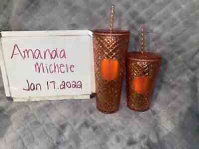 Starbucks Rose Gold Jeweled Holiday 2021 Set. 24oz Venti & 16oz Grande. - Sold on eBay Jan 17, 2022 for $70.00