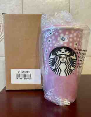 NEW NIB STARBUCKS 2017 PINK CHERRY BLOSSOM CERAMIC TUMBLER Mug Cup Flowers 12 oz - Sold on eBay Nov 23, 2021 for $69.99