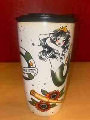 STARBUCKS 2015 Mermaid Siren Tattoo Ceramic Travel Tumbler w/Lid -12oz Rare - Sold on eBay Nov 29, 2021 for $69.99