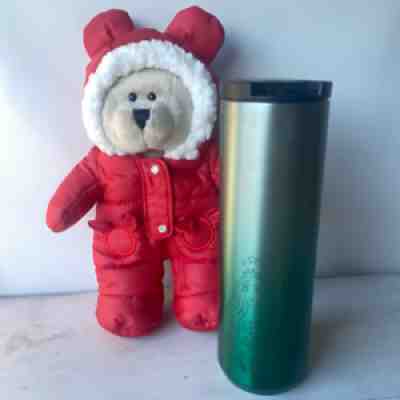 Starbucks 2021 Holiday Tumbler And Plush Bear Set Green Silver Ombre 16 Oz New - Sold on eBay Dec 18, 2021 for $69.99