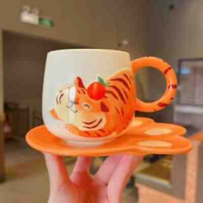 2022 China Tiger Starbucks13oz Tiger Relief Ceramic Mug Tiger claw shaped Saucer - Sold on eBay Jan 21, 2022 for $69.99