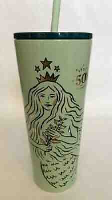 Starbucks 50th Year Anniversary Gold Siren Stainless Steel Tumbler With Straw - Sold on eBay Feb 07, 2022 for $69.99