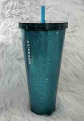 Starbucks 2017 Cold Cup 24 Oz Tumbler Embossed Tin Floral Metallic Foil Teal - Sold on eBay Feb 08, 2022 for $69.99