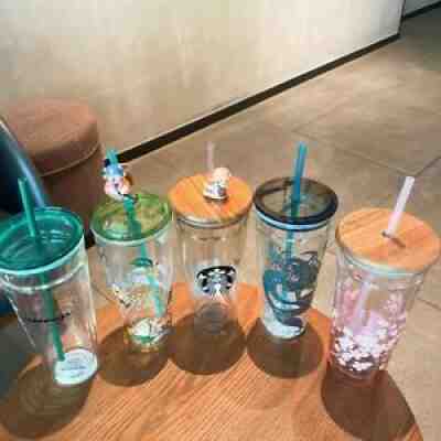 StarbucksNew Double Insulation Straw Cup Bear Sakura Whale Wooden Lid Coffee Cup - Sold on eBay Feb 13, 2022 for $69.89