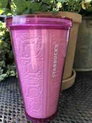 Starbucks Pink Crystal Floral Embossed 16oz Grande Cold Acrylic Tumbler NO Straw - Sold on eBay Nov 20, 2021 for $69.00