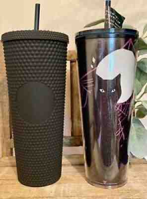 Starbucks Venti Halloween Glow In The Dark Cat & Black Studded Tumbler BUNDLE - Sold on eBay Dec 25, 2021 for $69.00
