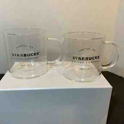 2 Starbucks Coffee Mugs Gold Lettering Clear Glass 18 Oz Seattle Cup - Sold on eBay Jan 03, 2022 for $69.00