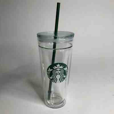 2016 Starbucks Clear Glass 20oz Venti Green Siren Tumbler w/ Lid Double Walled - Sold on eBay Jan 10, 2022 for $69.00