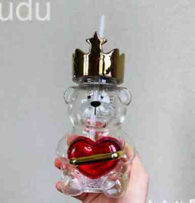 Starbucks 2021 China Valentine's Day Love Bear Shape 18oz Glass Straw Tumbler - Sold on eBay Jan 30, 2022 for $69.00