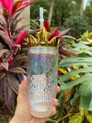 Starbucks 2021 Valentine's Day Symphony Gold Crown 15oz Glass Straw Cup Tumbler - Sold on eBay Jan 14, 2022 for $68.00